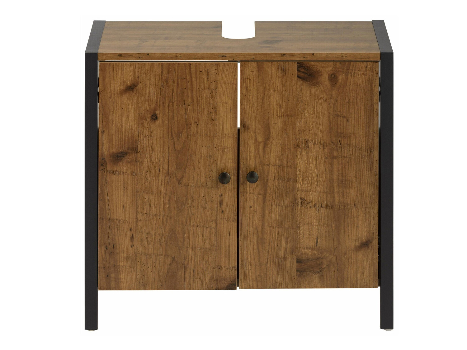 Mosdó alatti álló szekrény Larnovo 113 (Sötét tölgy + Fekete)