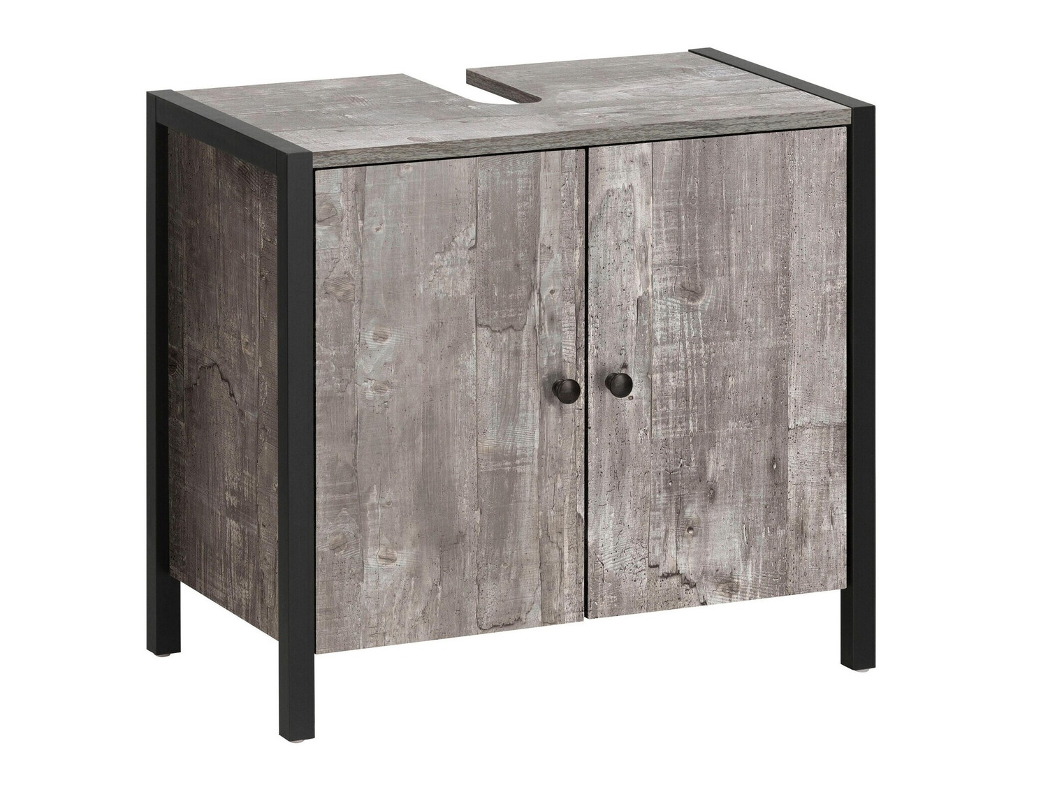 Mosdó alatti álló szekrény Larnovo 113 (Szürke tölgy + Fekete)