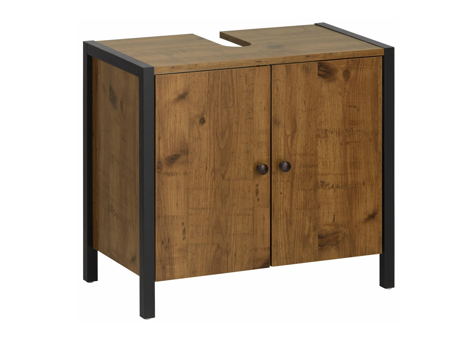 Mosdó alatti szekrény Larnovo 113 (Sötét tölgy + Fekete)