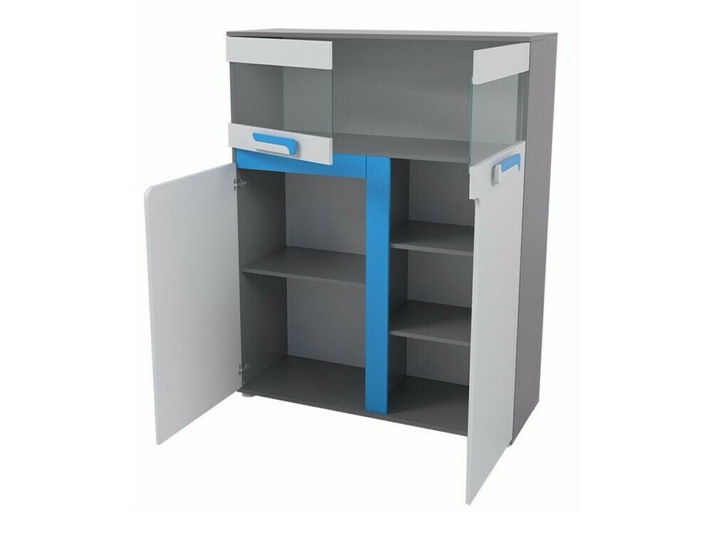 Szekrény Levtala 113 (Antracit + Fehér + Türkiz)