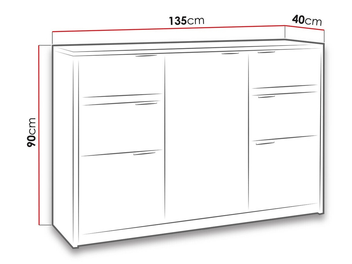 Komód Fivelbo 101 (Monastery tölgy + Fényes fekete)