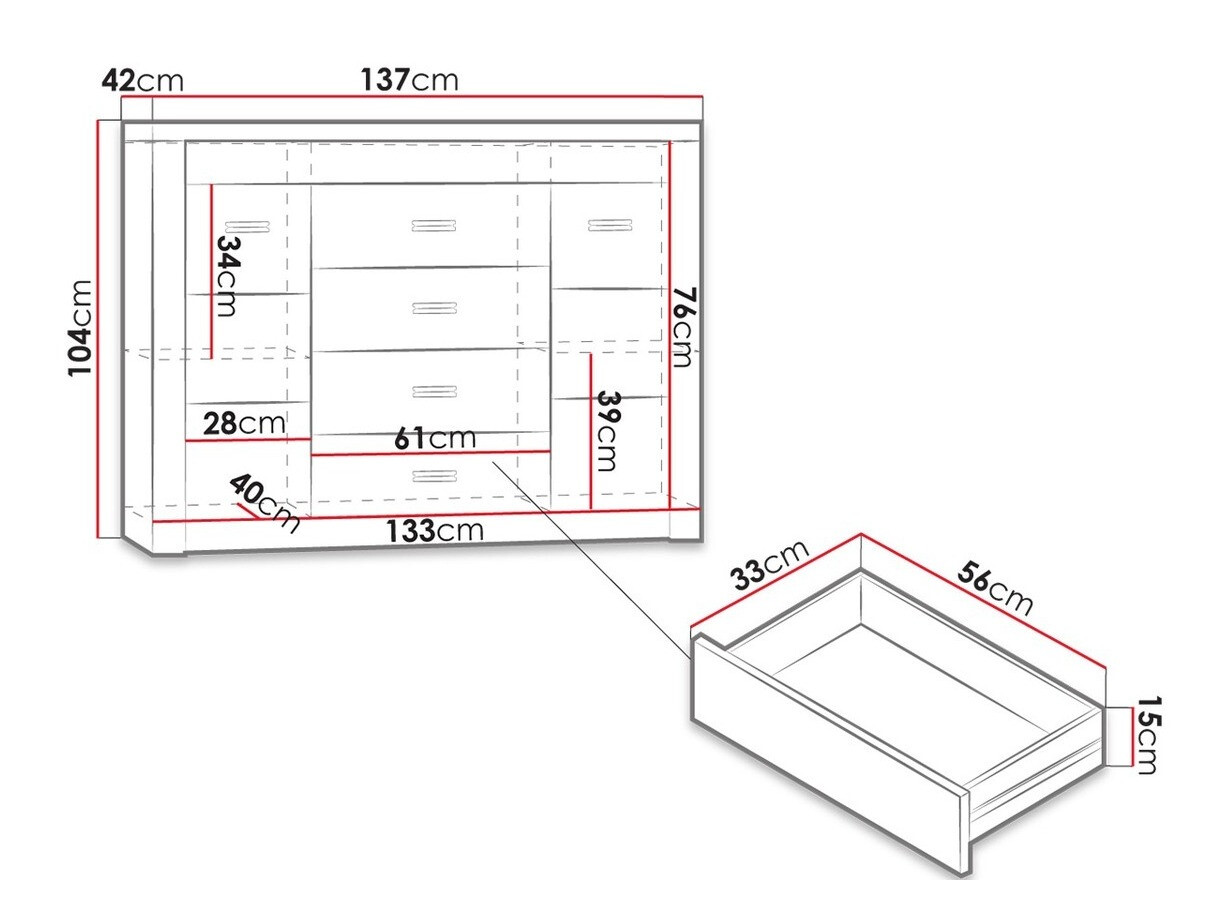 Komód Serfeno 104 (Sötét kőris)