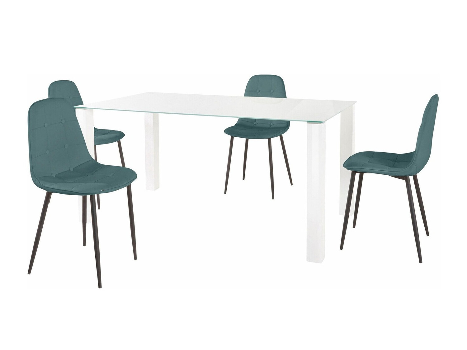 Étkezőgarnitúra Denton 268 (Fehér + Fekete + Türkiz)