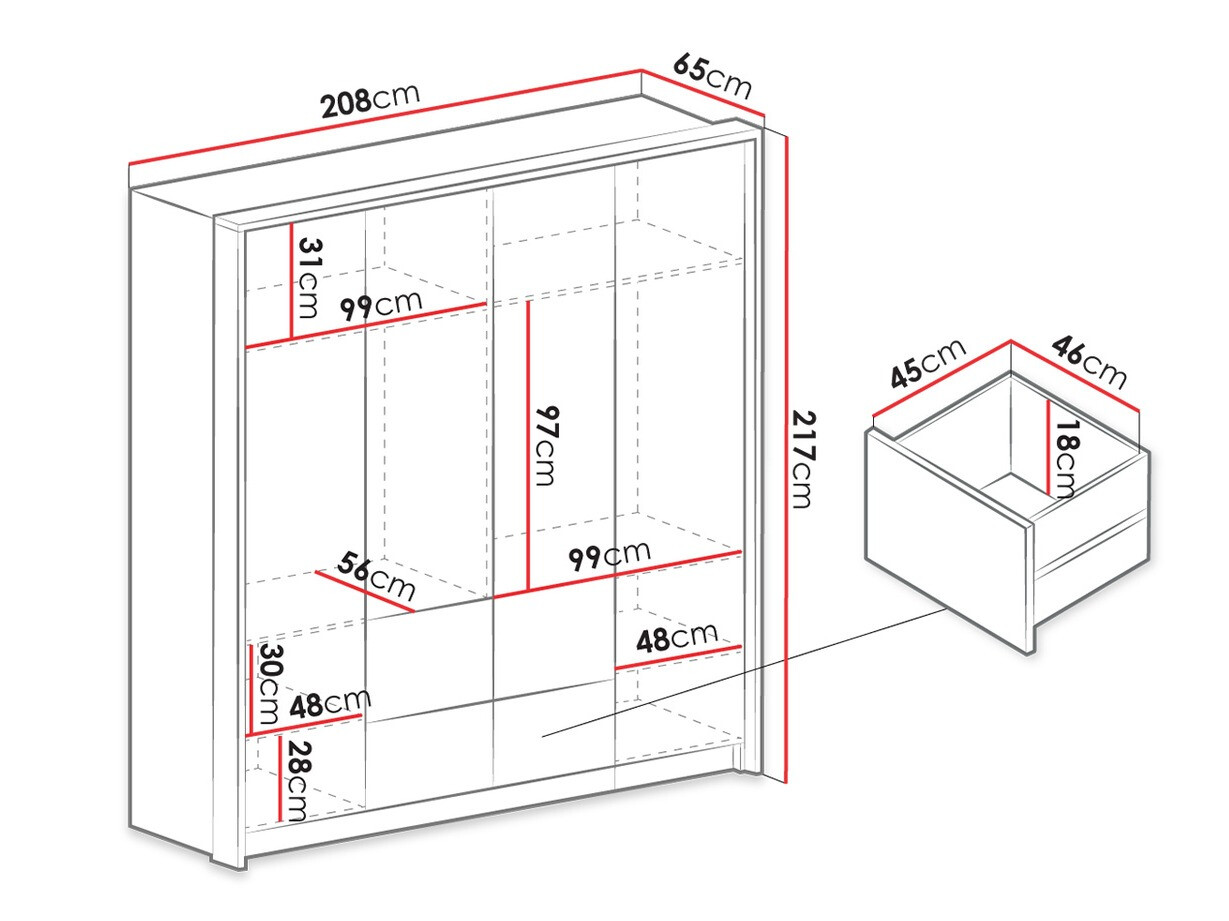 Gardróbszekrény Honolulu 139 (Szürke)