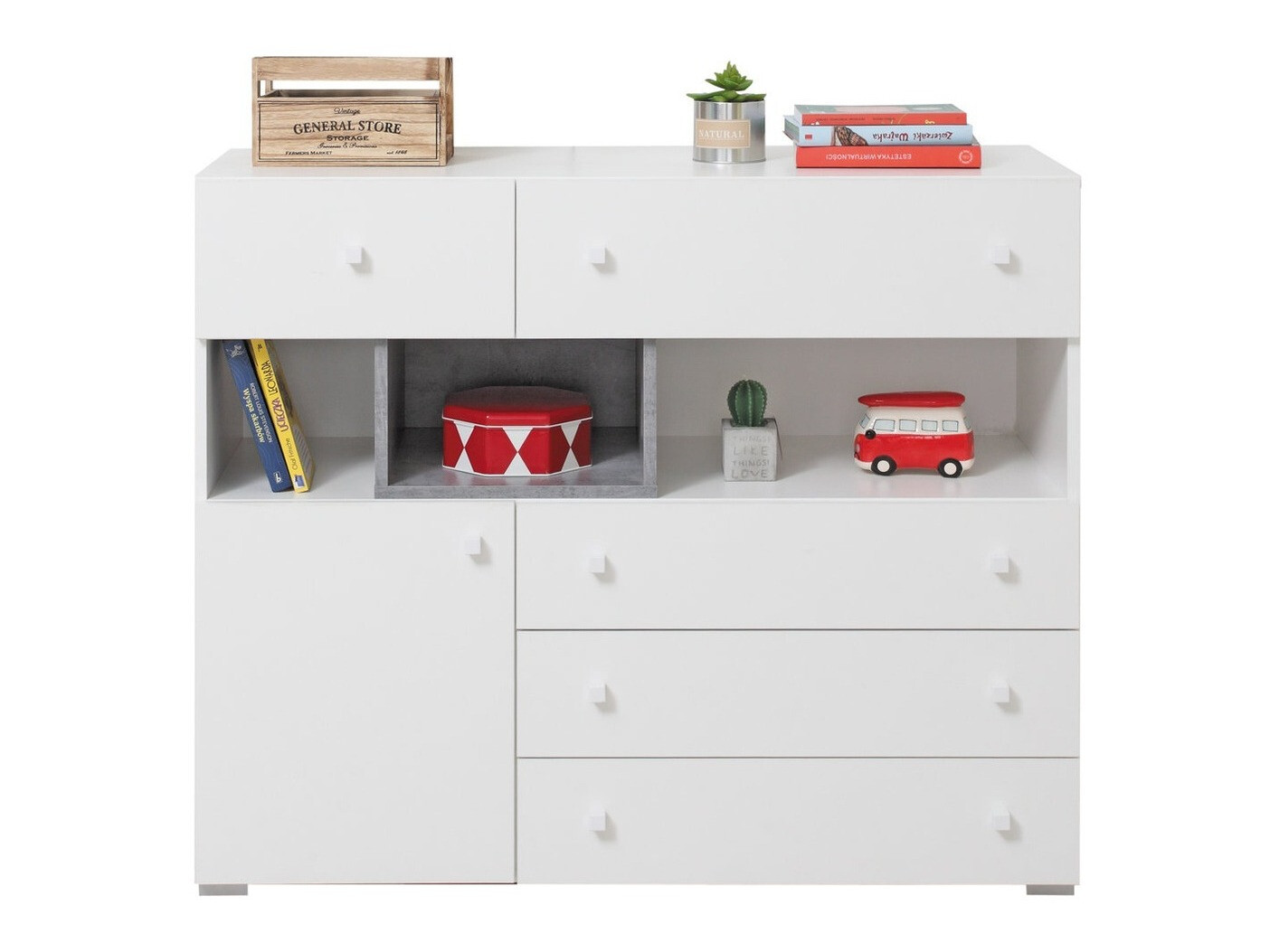 Komód Omaha J111 (Fehér + Beton)