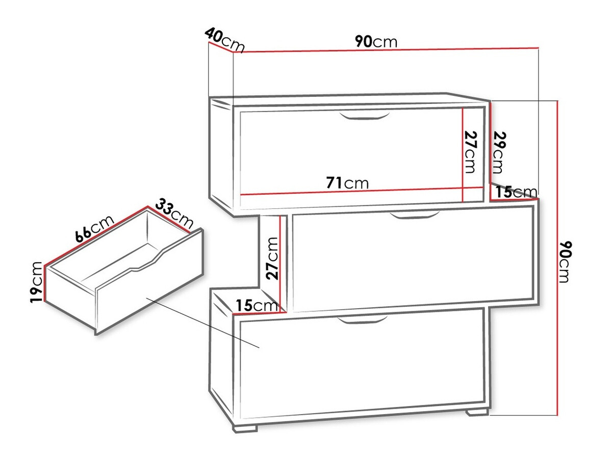 Komód Providence H104 (Fehér + Arany tölgy)