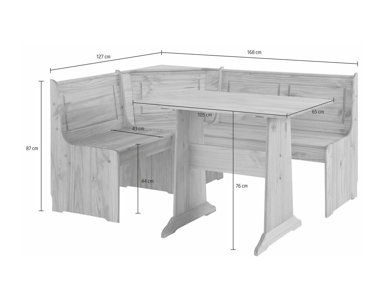 Sarok étkező garnitúra Denton 204 (Fehér + Fenyő)