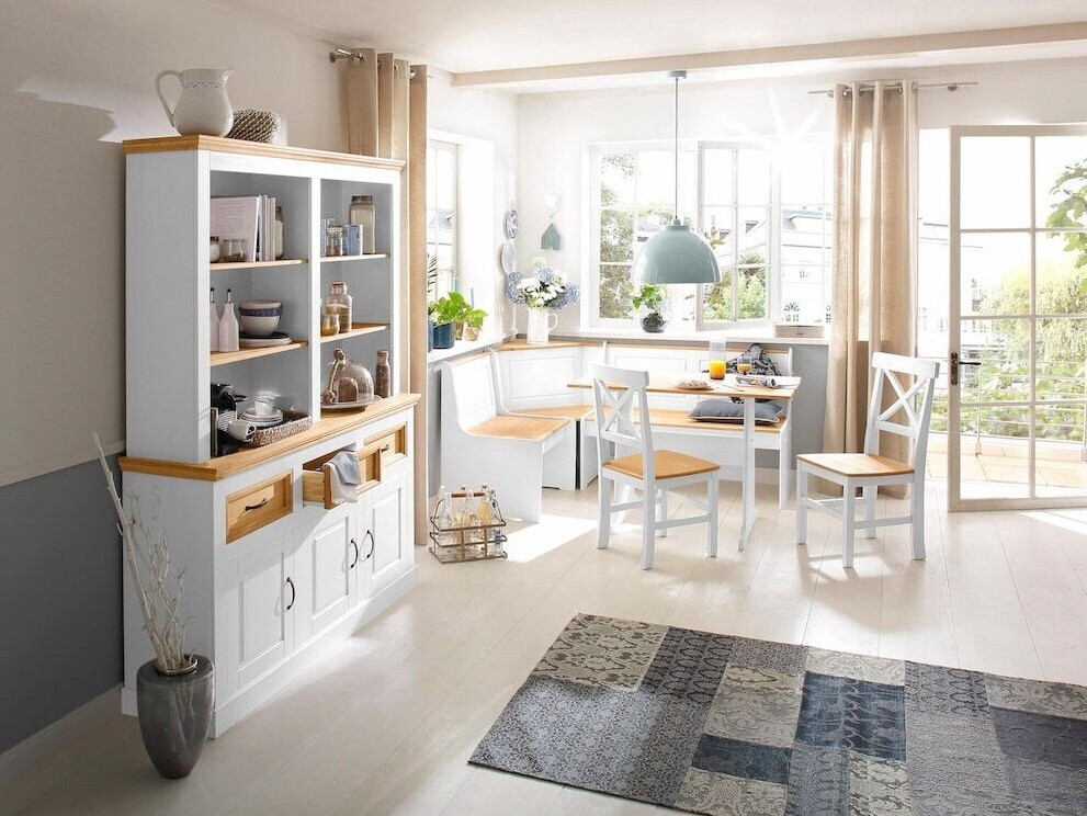 Sarok étkező garnitúra Denton 204 (Fehér + Fenyő)