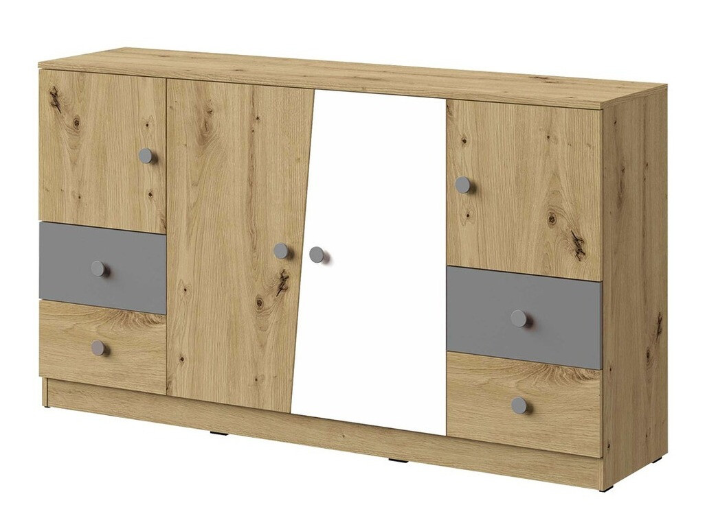 Komód Almira 105 (Artisan tölgy + Fehér + Szürke)