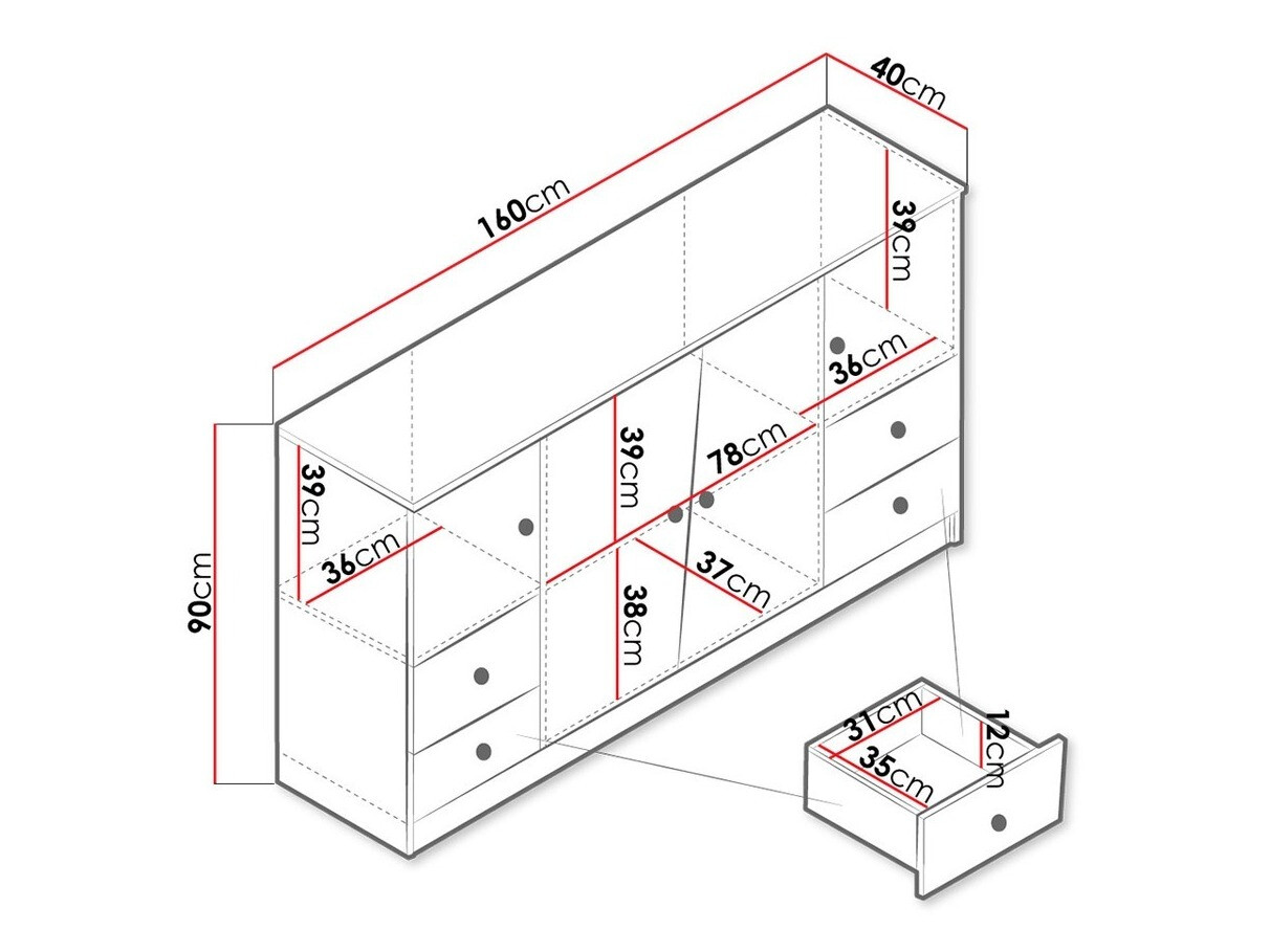 Komód Almira 105 (Artisan tölgy + Fehér)