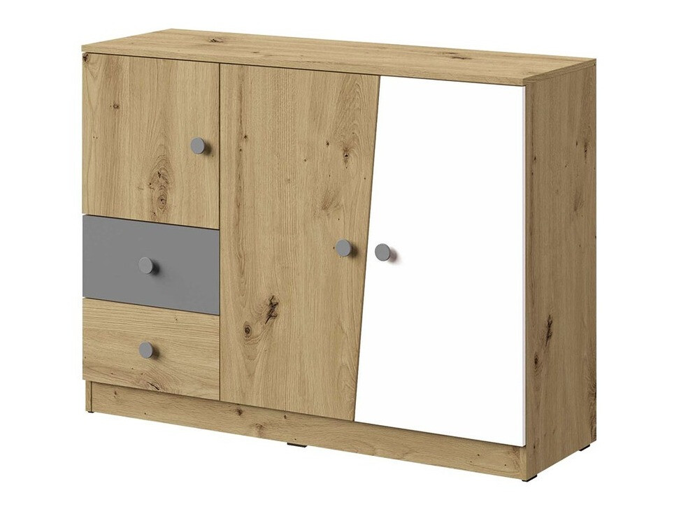 Komód Almira 106 (Artisan tölgy + Fehér + Szürke)