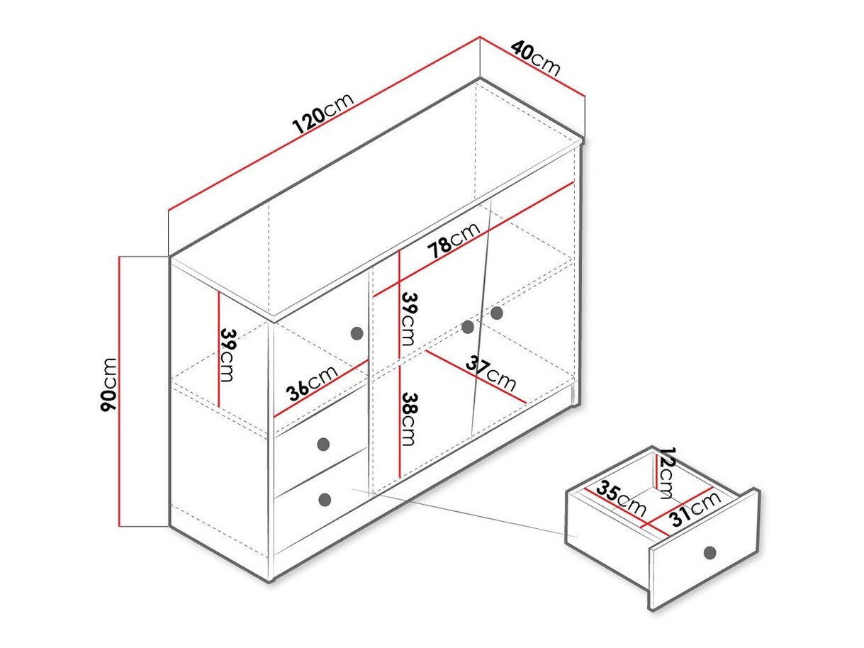 Komód Almira 106 (Artisan tölgy + Fehér)