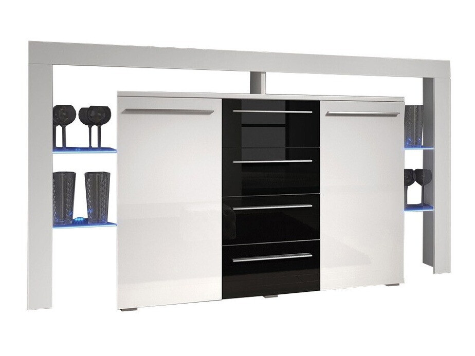 Komód Nashville 106 (Fehér + Fényes fekete)