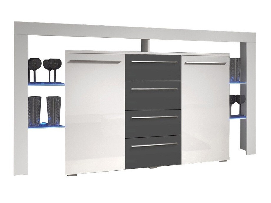 Komód Nashville 106 (Fehér + Fényes szürke)