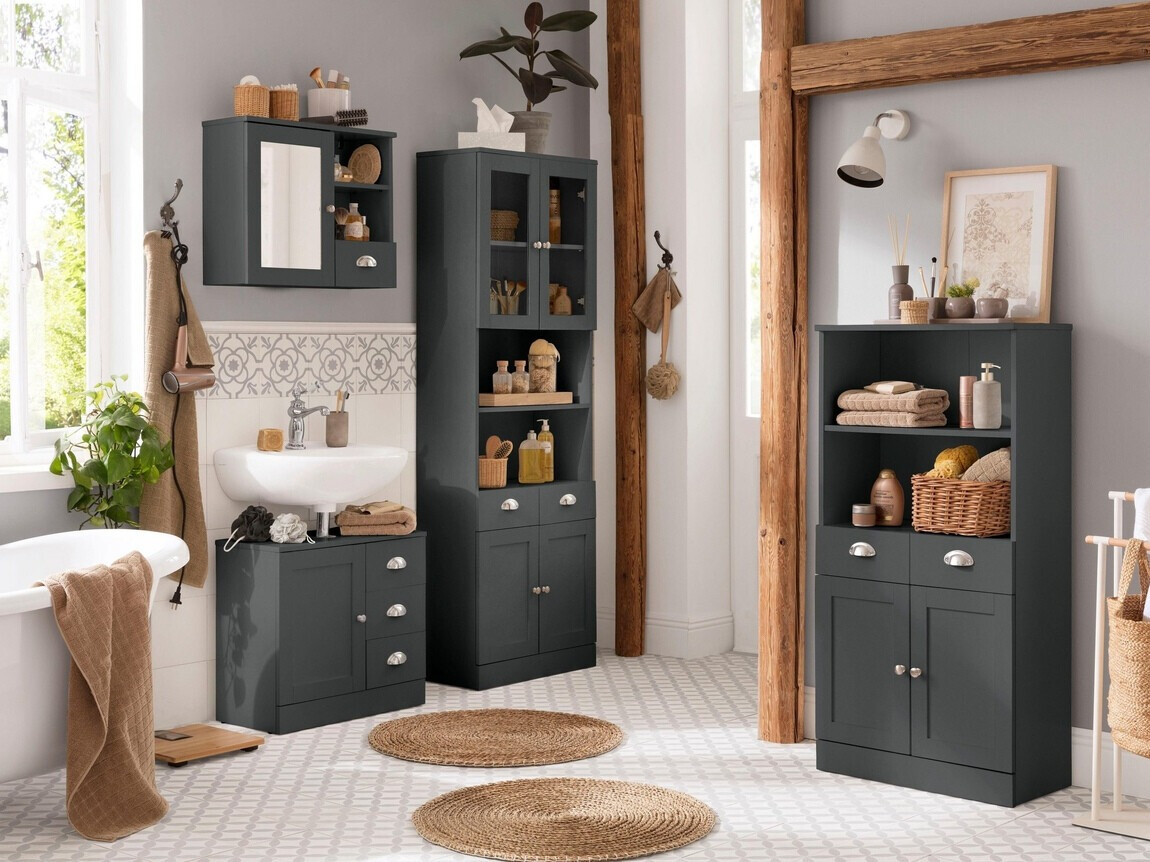 Fürdőszoba tükörszekrény Elmvene 100 (Szürke)