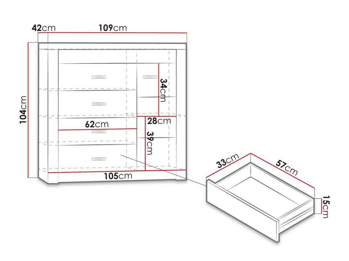 Komód Serfeno 115 (Kőrisfa)