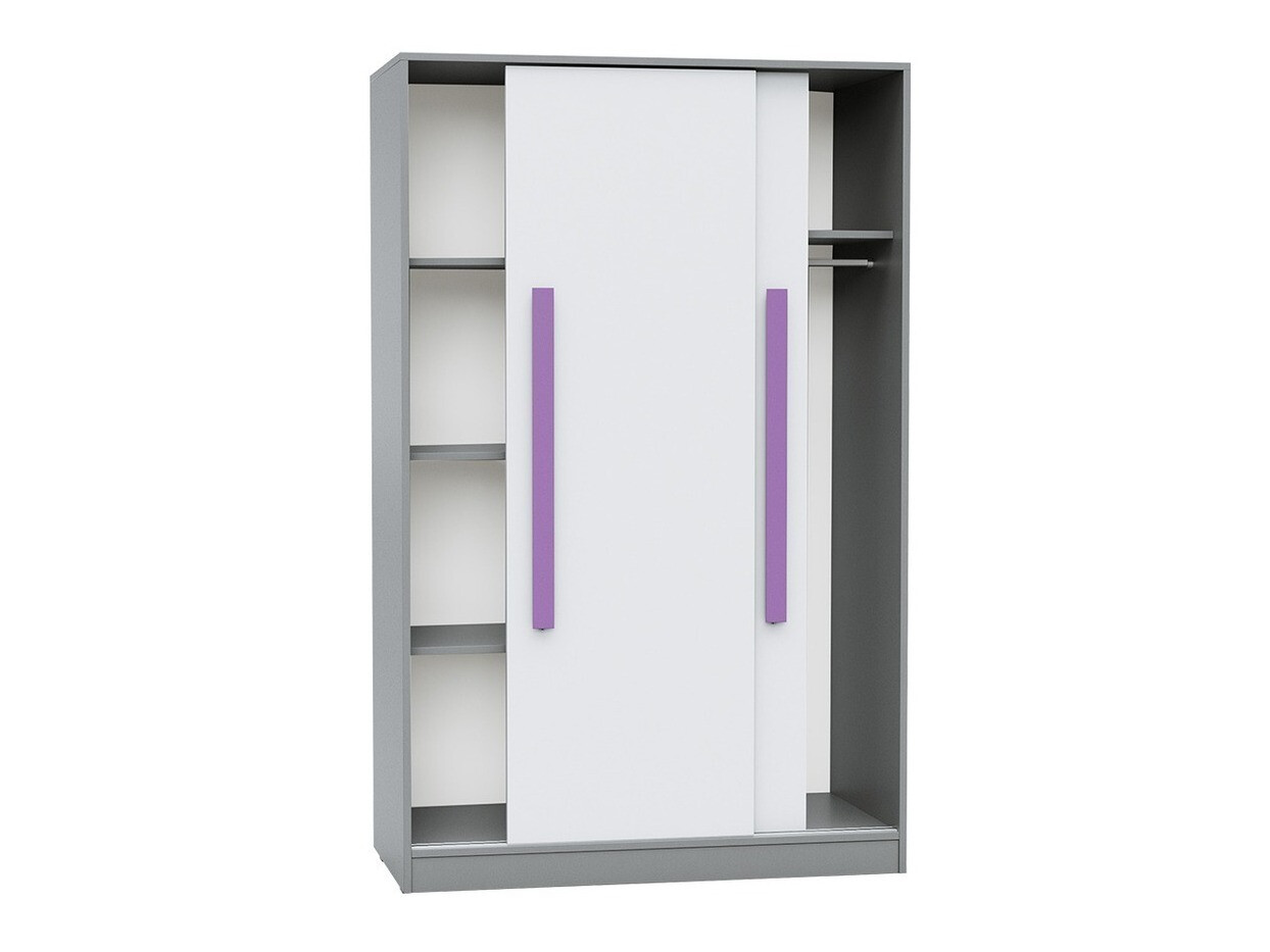 Gardróbszekrény Akron C105 (Szürke + Fehér + Lila)