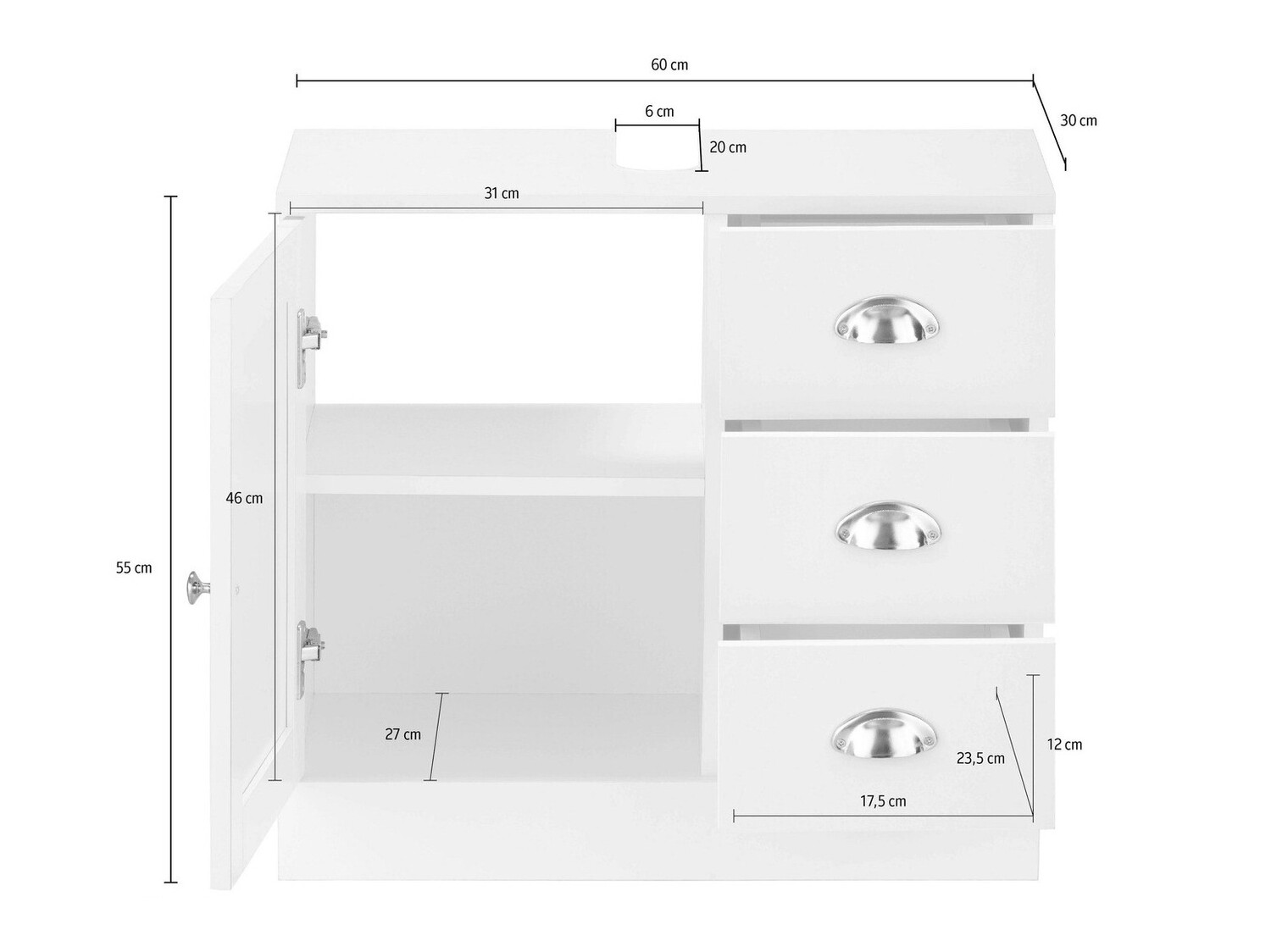 Mosdó alatti álló szekrény Elmvene 105 (Fehér)