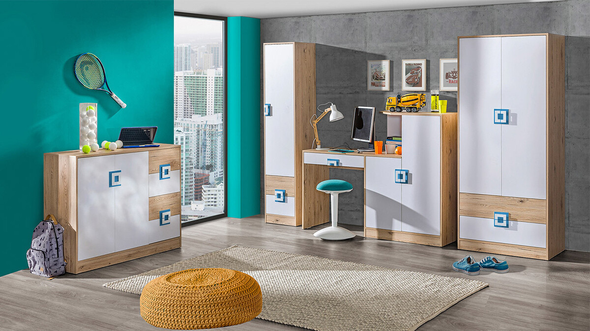 Gardróbszekrény Balvire 102 (Világos tölgy + Fehér)