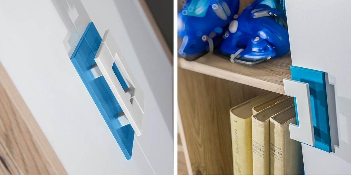 Sarokszekrény Balvire 103 (Világos tölgy + Fehér + Szürke)