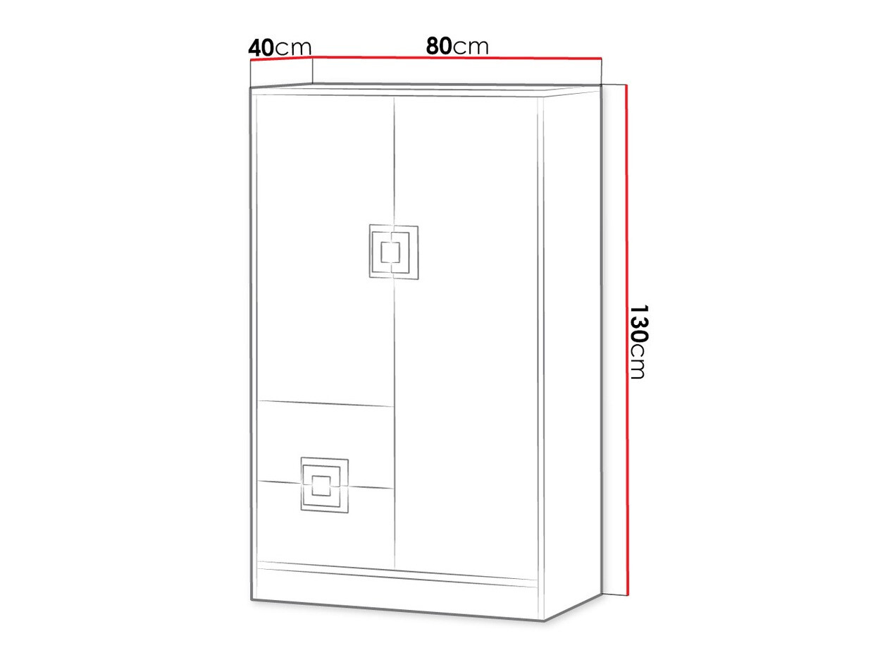 Komód Balvire 108 (Világos tölgy + Fehér + Szürke)