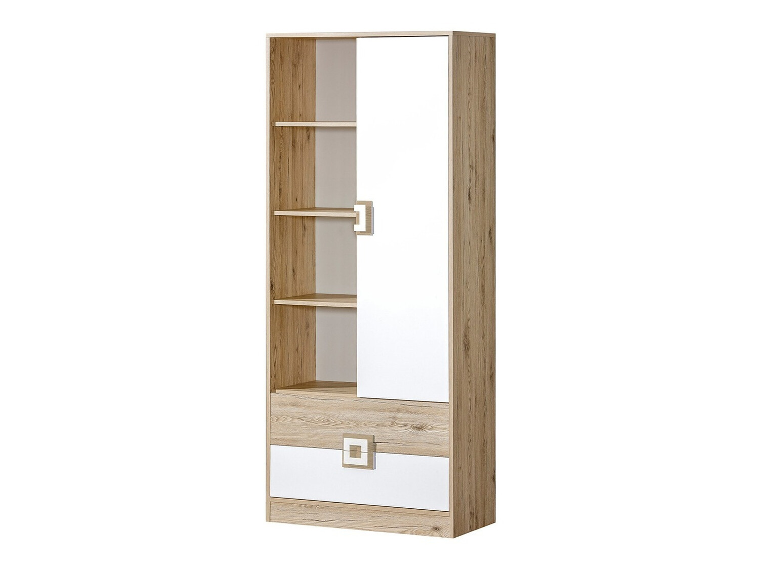 Könyvespolc Balvire 105 (Világos tölgy + Fehér)