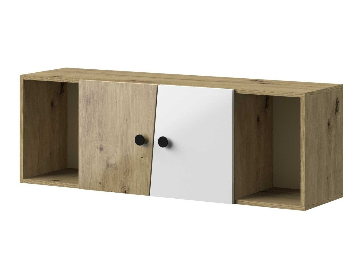 Fali szekrény Mirelbu 111 (Artisan tölgy + Fényes fehér + Fekete)