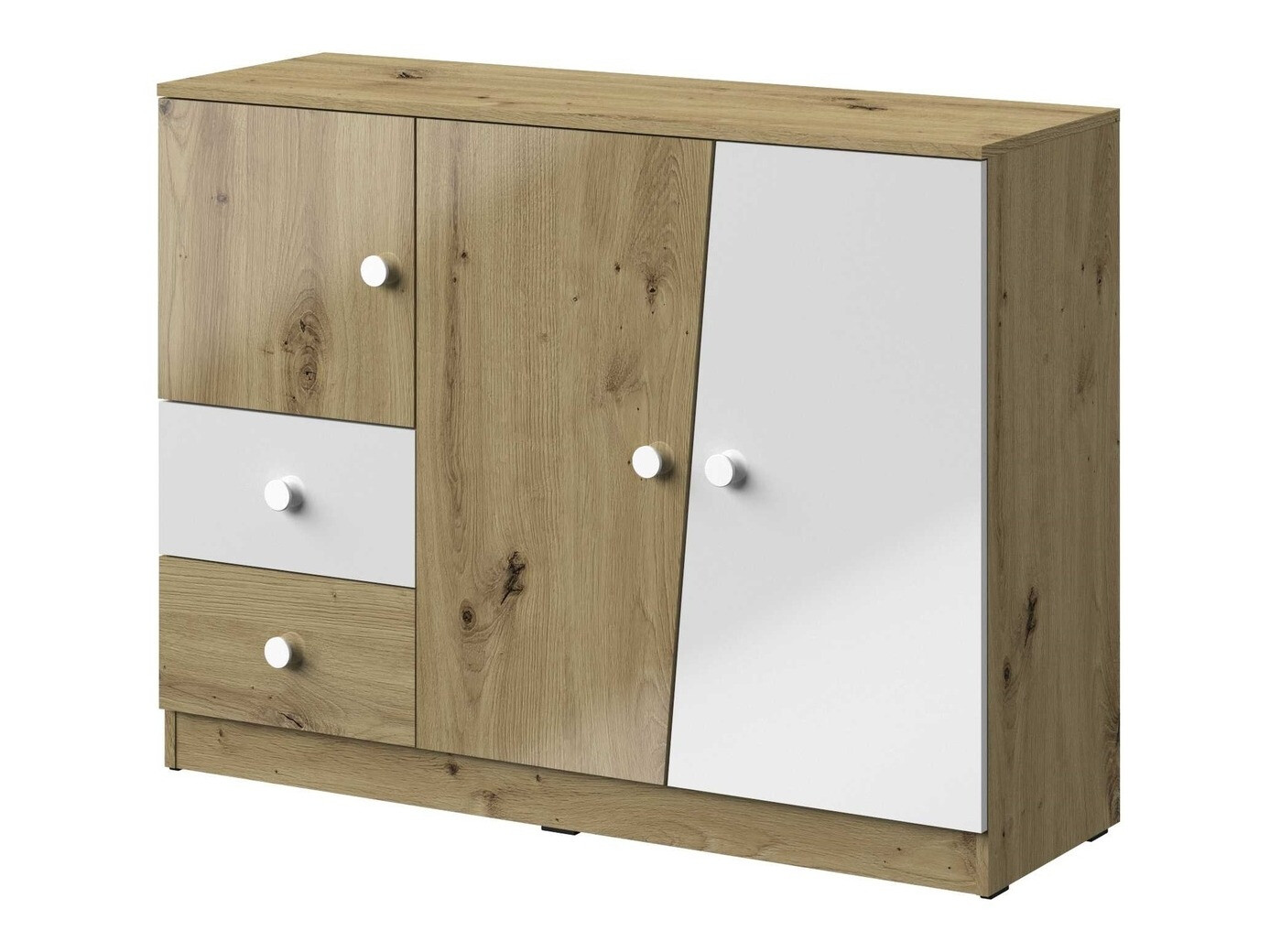 Komód Mirelbu 106 (Artisan tölgy + Fényes fehér)