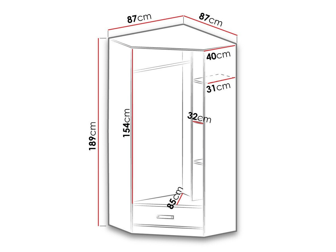 Sarokszekrény Lorlare 112 (Fehér + Rózsaszín)
