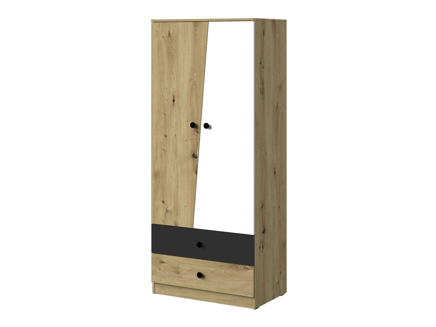 Gardróbszekrény Mirelbu 100 (Artisan tölgy + Fehér + Fekete)