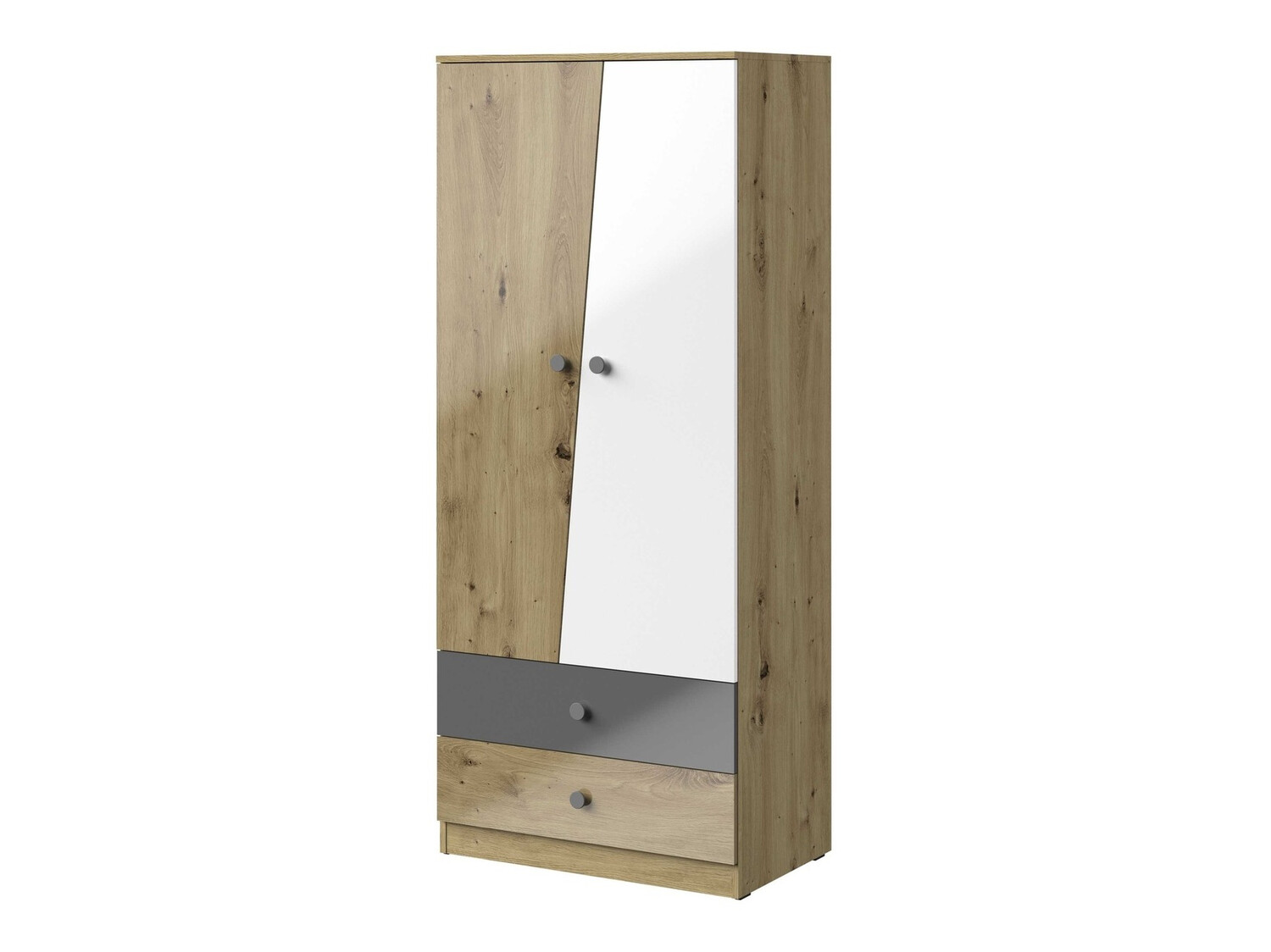 Gardróbszekrény Mirelbu 100 (Artisan tölgy + Fényes fehér + Fényes szürke)