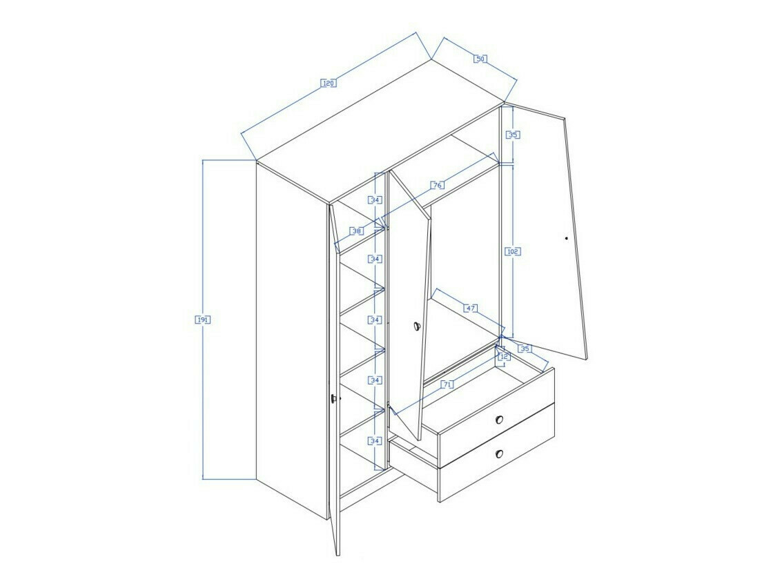 Gardróbszekrény Mirelbu 102 (Artisan tölgy + Fehér + Fekete)