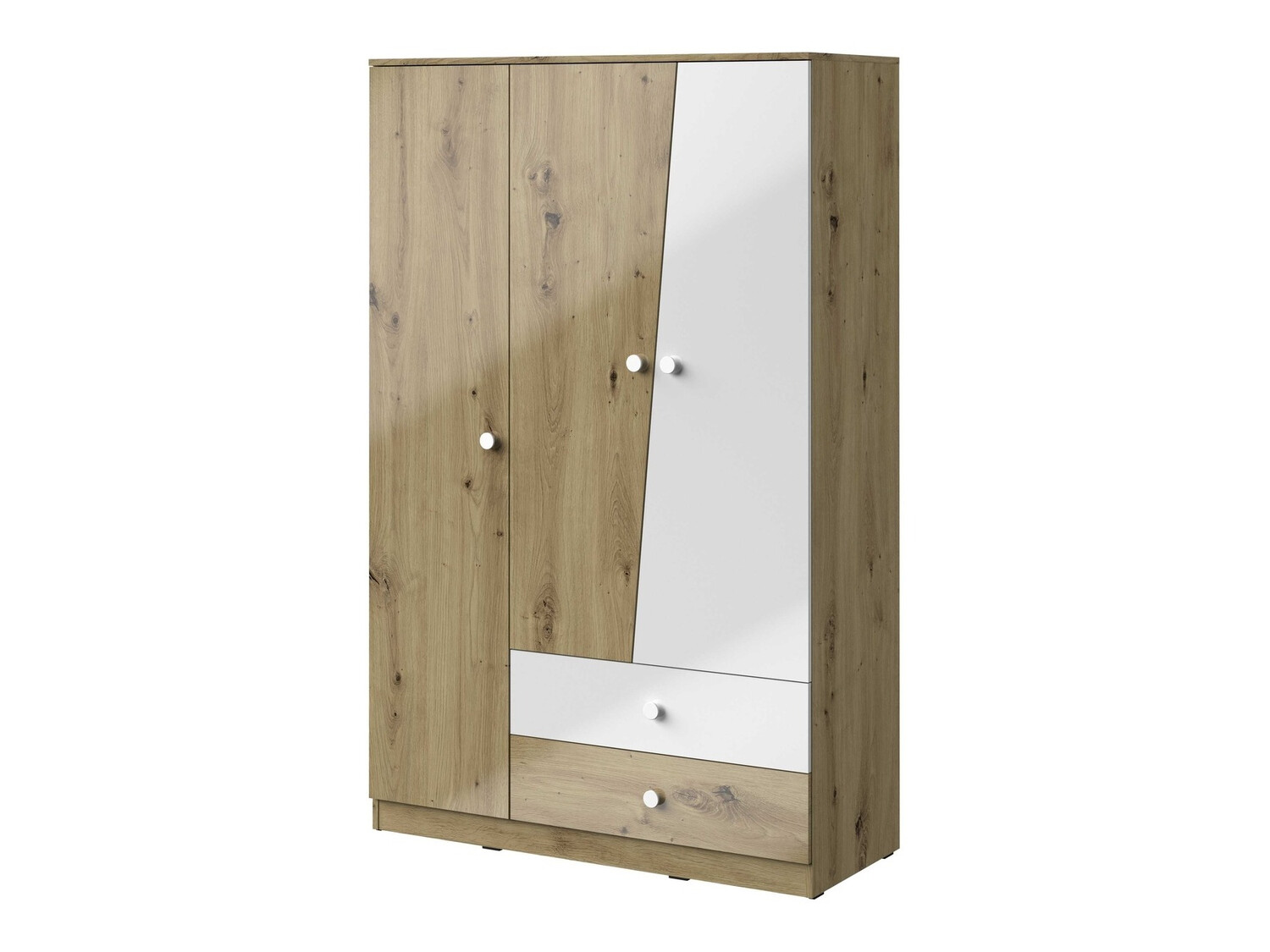 Gardróbszekrény Mirelbu 102 (Artisan tölgy + Fényes fehér)