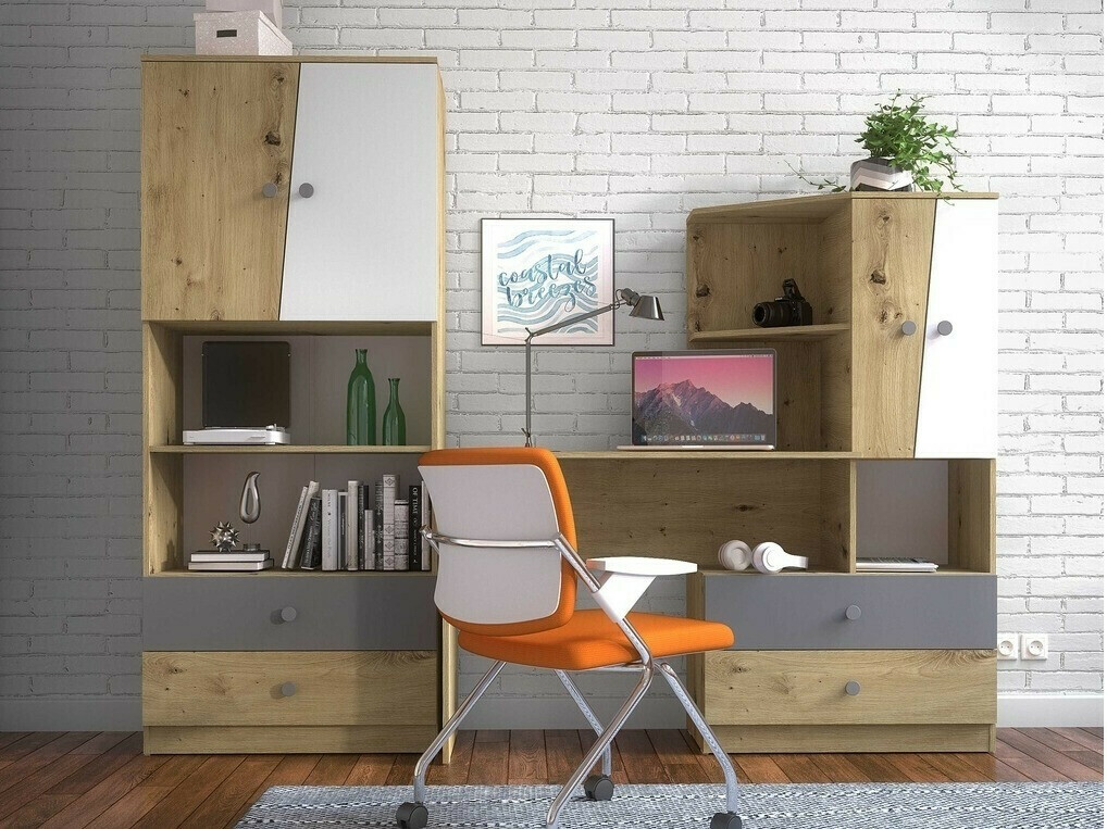 Könyvespolc Mirelbu 103 (Artisan tölgy + Fehér + Fekete)