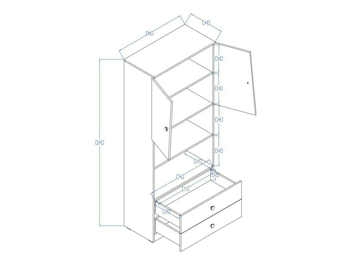 Könyvespolc Mirelbu 103 (Artisan tölgy + Fehér + Fekete)