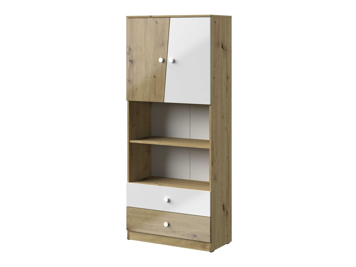 Könyvespolc Mirelbu 103 (Artisan tölgy + Fényes fehér)