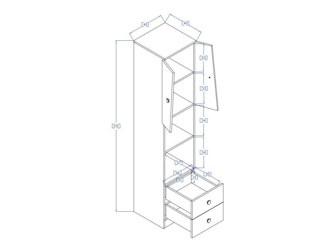 Könyvespolc Mirelbu 104 (Artisan tölgy + Fényes fehér)