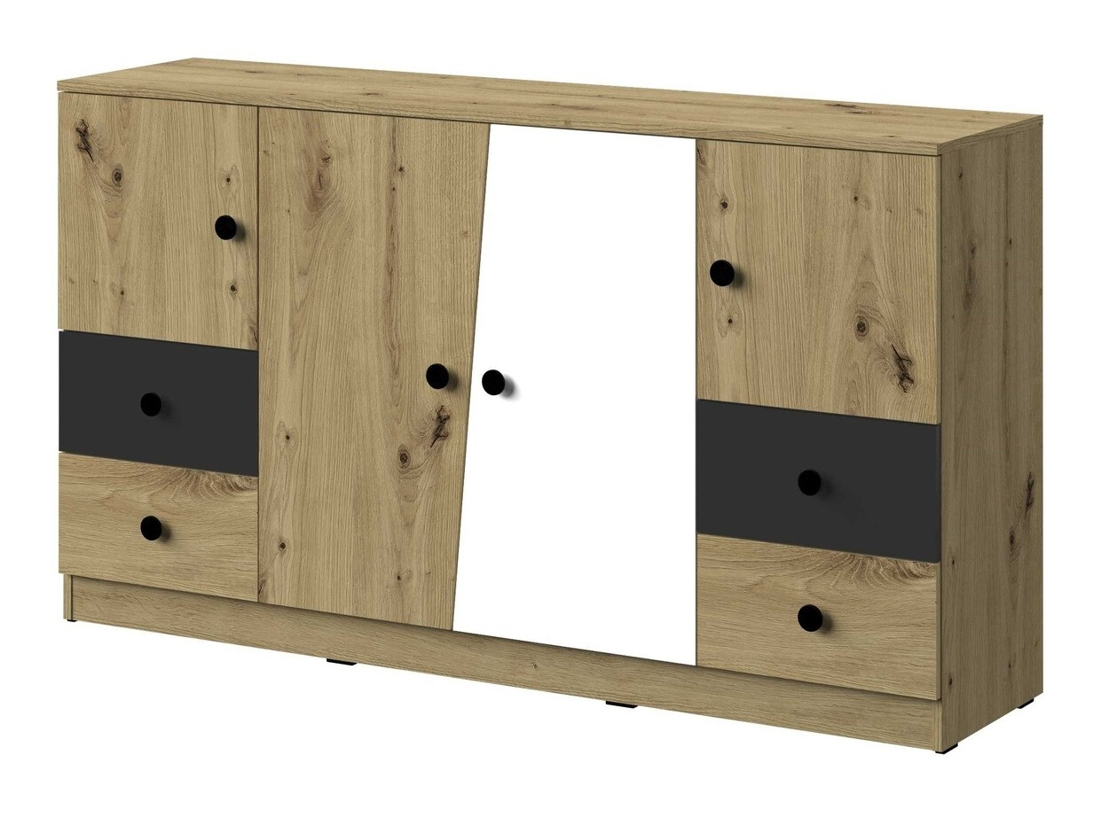 Komód Mirelbu 105 (Artisan tölgy + Fehér + Fekete)