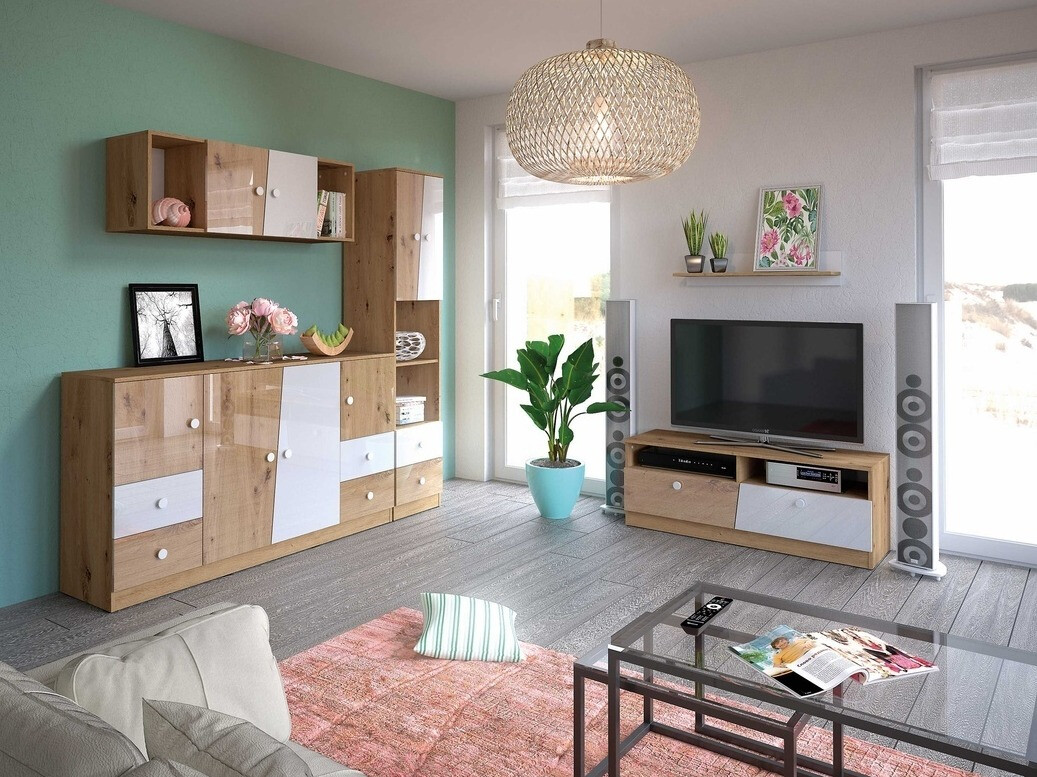 Komód Mirelbu 105 (Artisan tölgy + Fehér + Fekete)