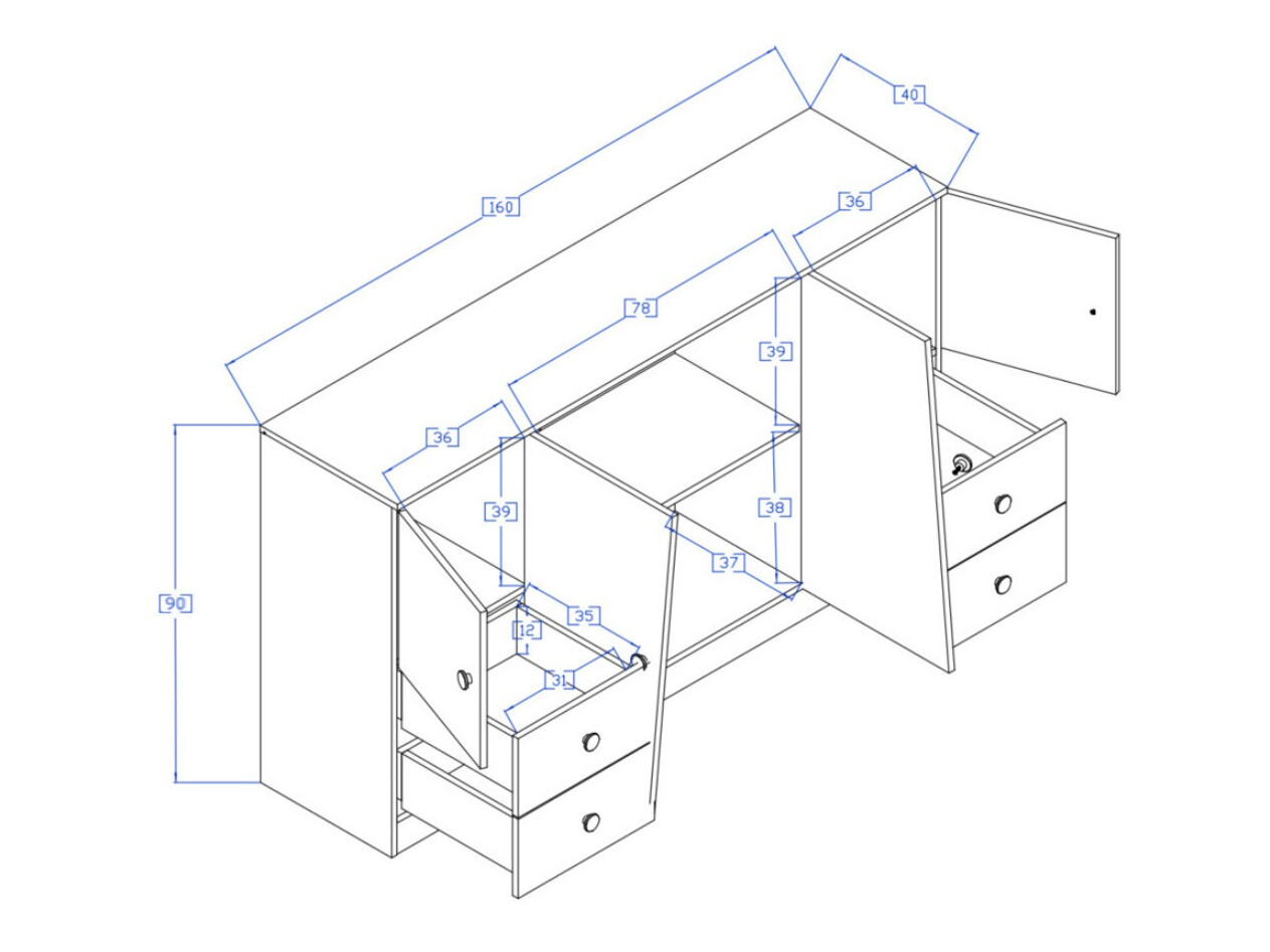 Komód Mirelbu 105 (Artisan tölgy + Fehér + Fekete)