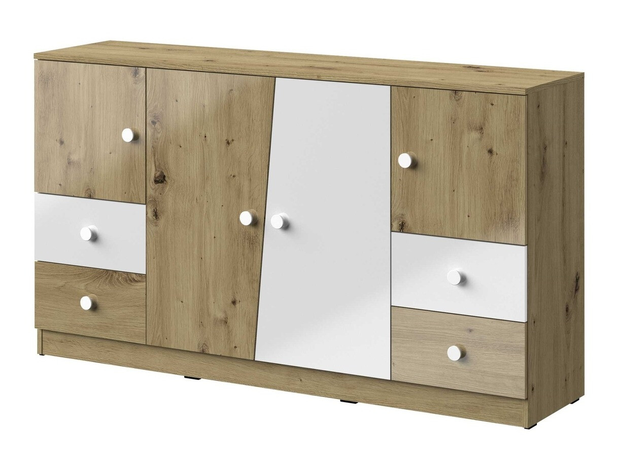 Komód Mirelbu 105 (Artisan tölgy + Fényes fehér)