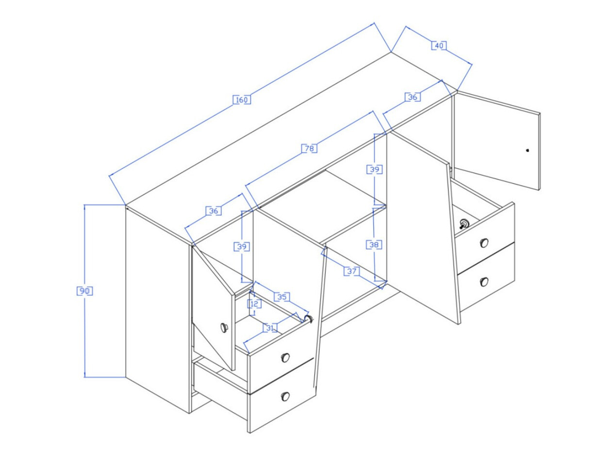 Komód Mirelbu 105 (Artisan tölgy + Fényes fehér)