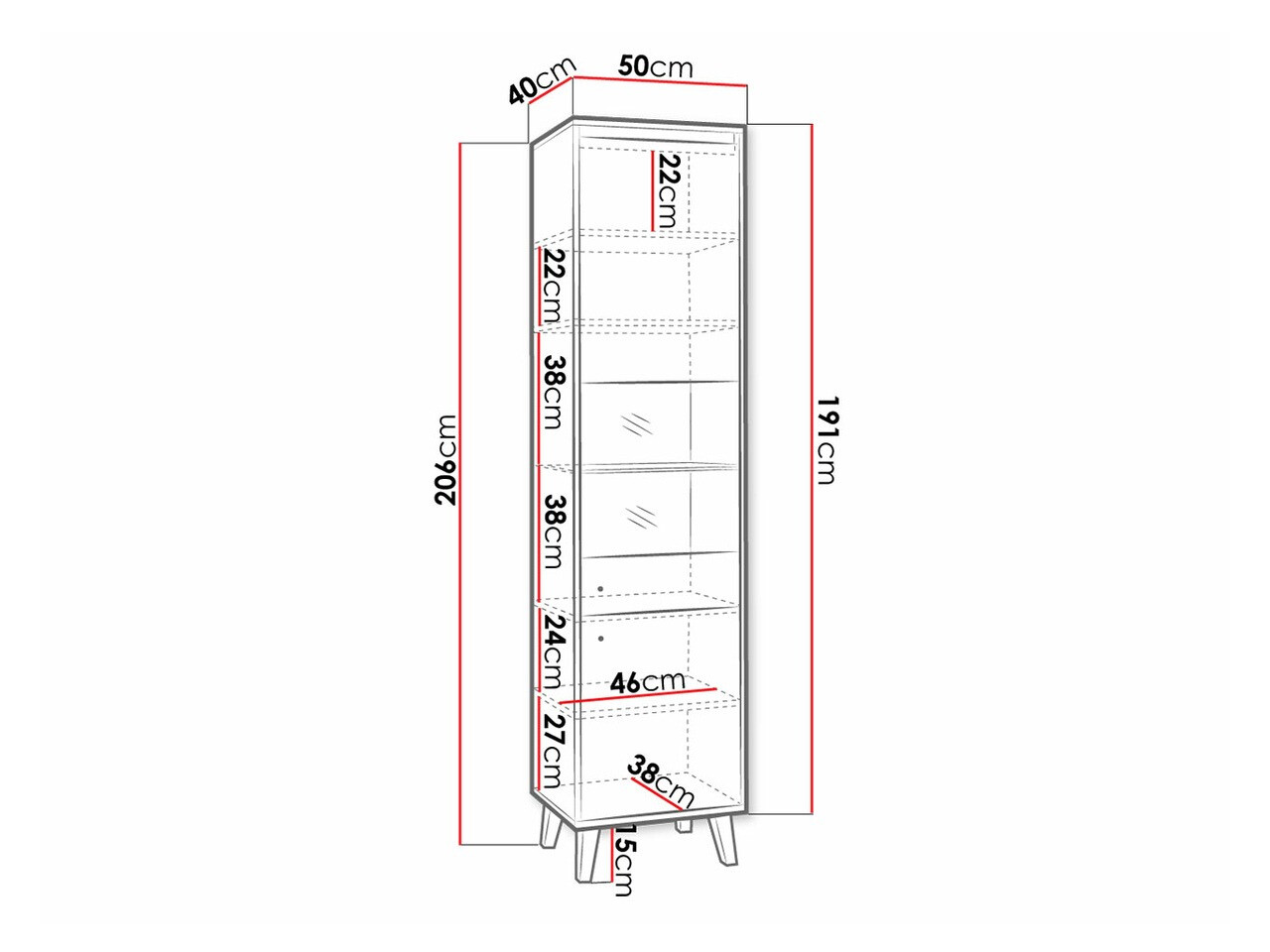 Könyvespolc Delbene 107 (Világos San Remo tölgy + Matt fehér)
