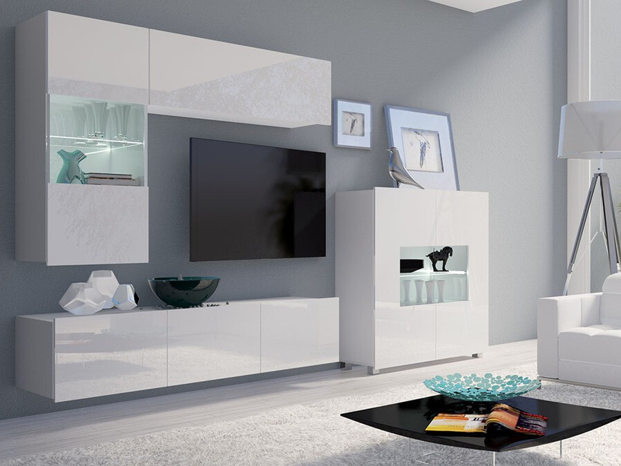 Szekrény Tivdalu 100 (Fehér + Fényes fehér)