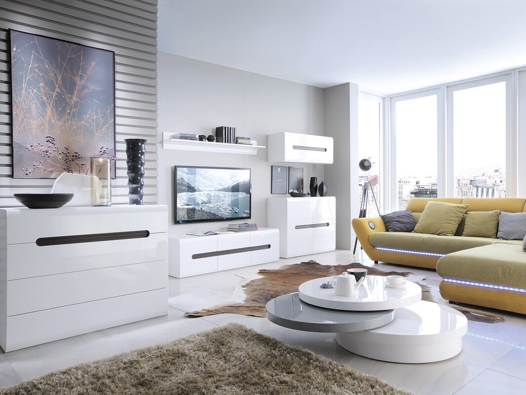 Szekrény Serveso 106 (Fehér + Fényes fehér)