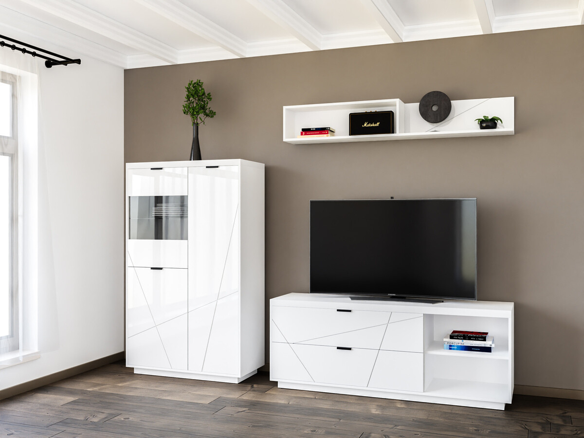 Nappali szett Fivale 111 (Fényes fehér + Fehér)