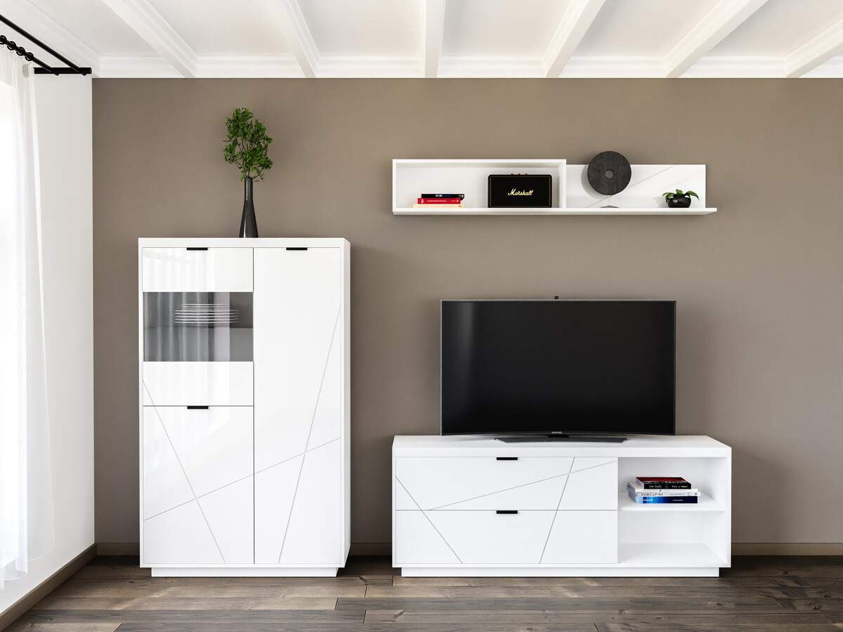 Nappali szett Fivale 111 (Fényes fehér + Fehér)