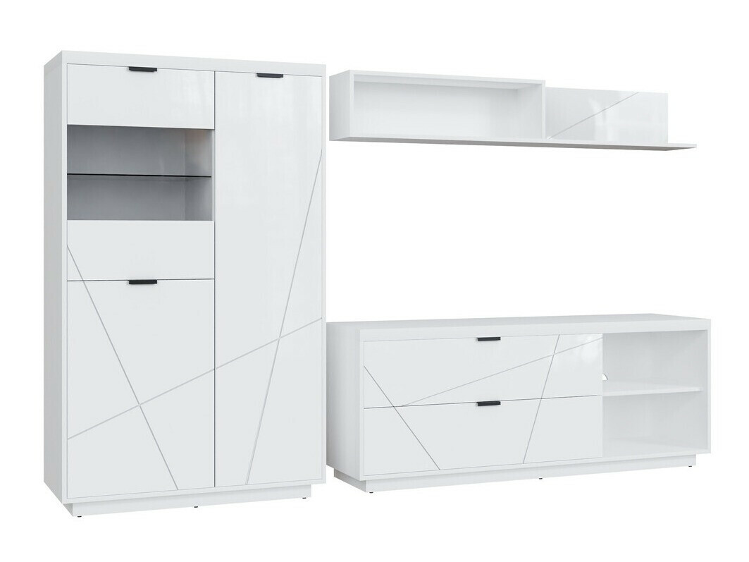 Nappali szett Fivale 111 (Fényes fehér + Fehér)