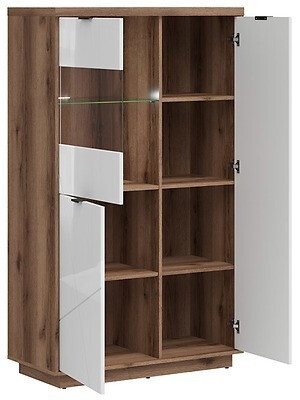 Nappali szett Fivale 111 (Sötét delanói tölgy + Fényes fehér)