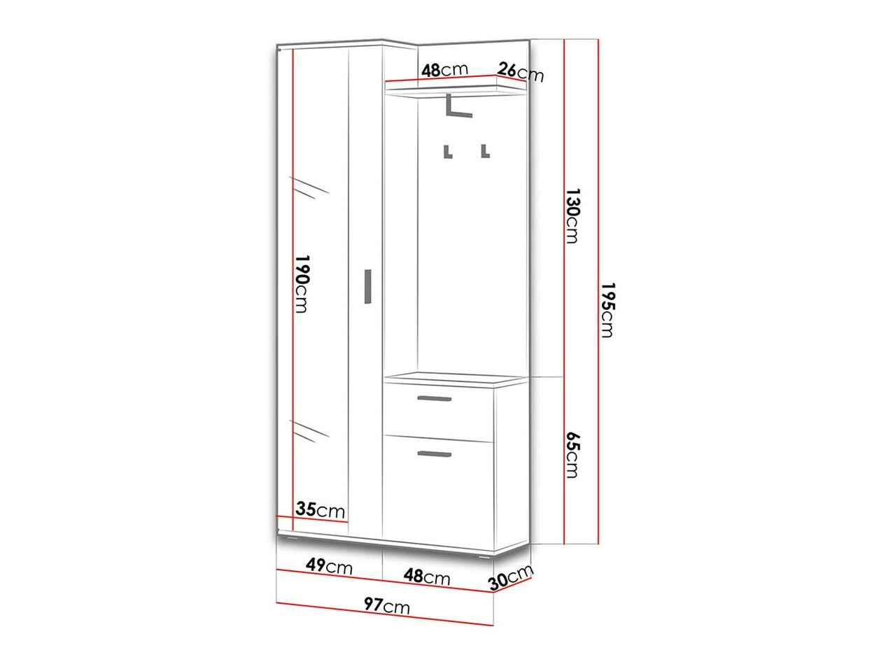 Előszoba garnitúra Stanton 103 (Sonoma tölgy + Fehér)